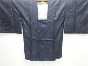 未使用品　花模様織り出し本場泥大島紬道行コート